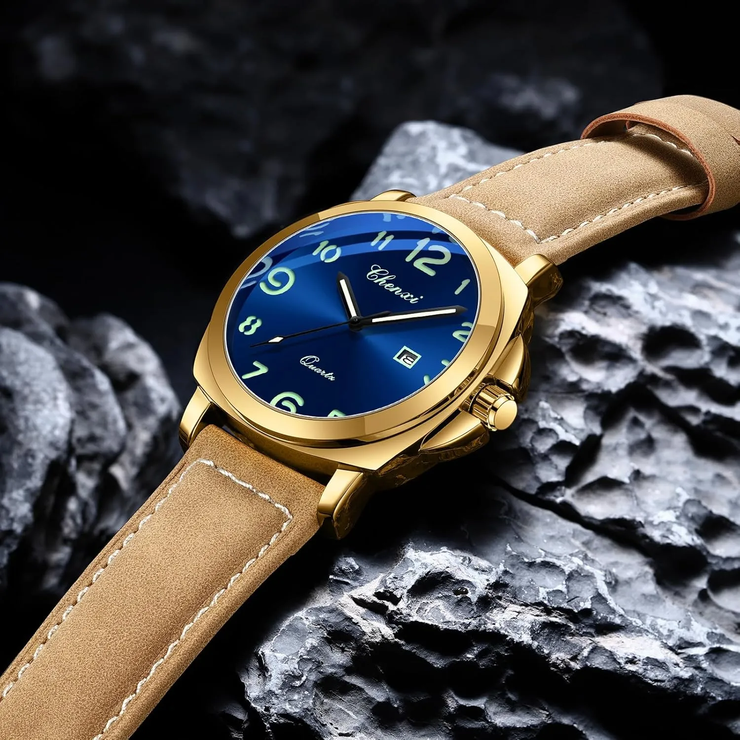 FANMIS Mens Watches Men Easy to Read Quartz Watch 30M Waterproof Luminous Casual Sports Business Men's Leather Watch for Men Fashion Designer Dress Wristwatch