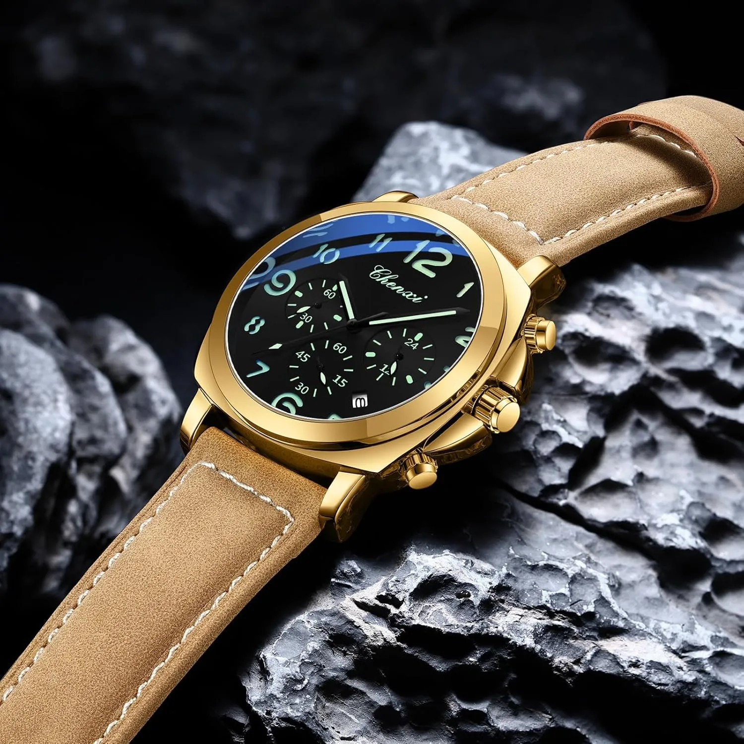 FANMIS Mens Watches Men Easy to Read Quartz Watch 30M Waterproof Luminous Casual Sports Business Men's Leather Watch for Men Fashion Designer Dress Wristwatch