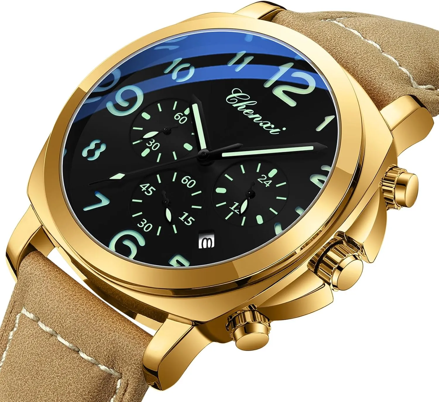 FANMIS Mens Watches Men Easy to Read Quartz Watch 30M Waterproof Luminous Casual Sports Business Men's Leather Watch for Men Fashion Designer Dress Wristwatch