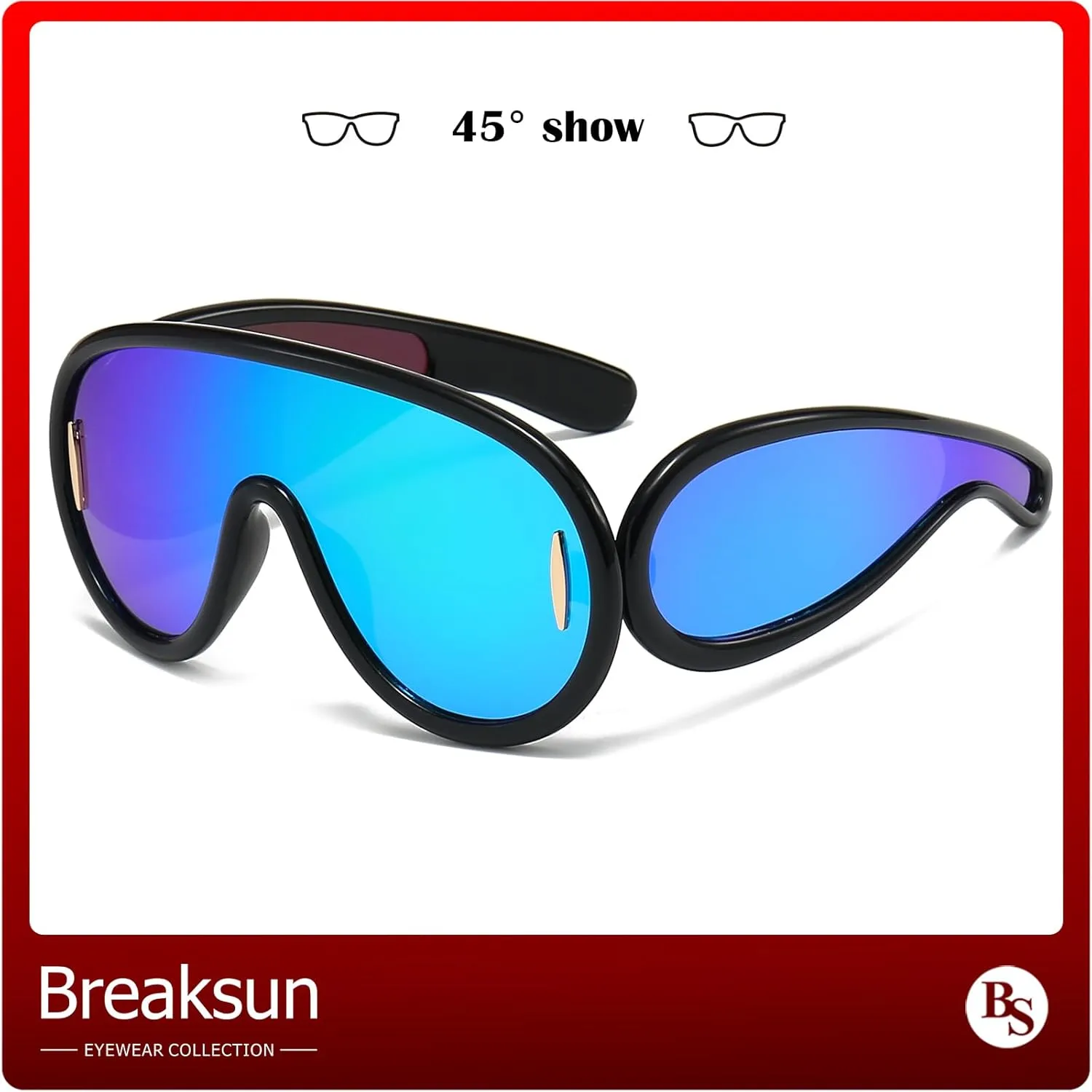 Fashion Wave Mask Sunglasses for Women Men Oversized Silver Mirrored Futuristic Shield Sun Glasses Designer Style