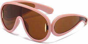 Fashion Wave Mask Sunglasses for Women Men Oversized Silver Mirrored Futuristic Shield Sun Glasses Designer Style