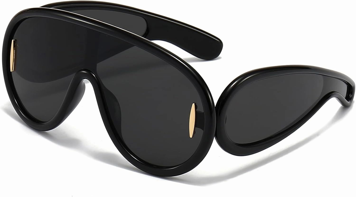 Fashion Wave Mask Sunglasses for Women Men Oversized Silver Mirrored Futuristic Shield Sun Glasses Designer Style