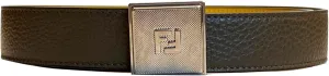 FENDI Yellow Brown Reversible Grained Leather Belt 100 7C0460