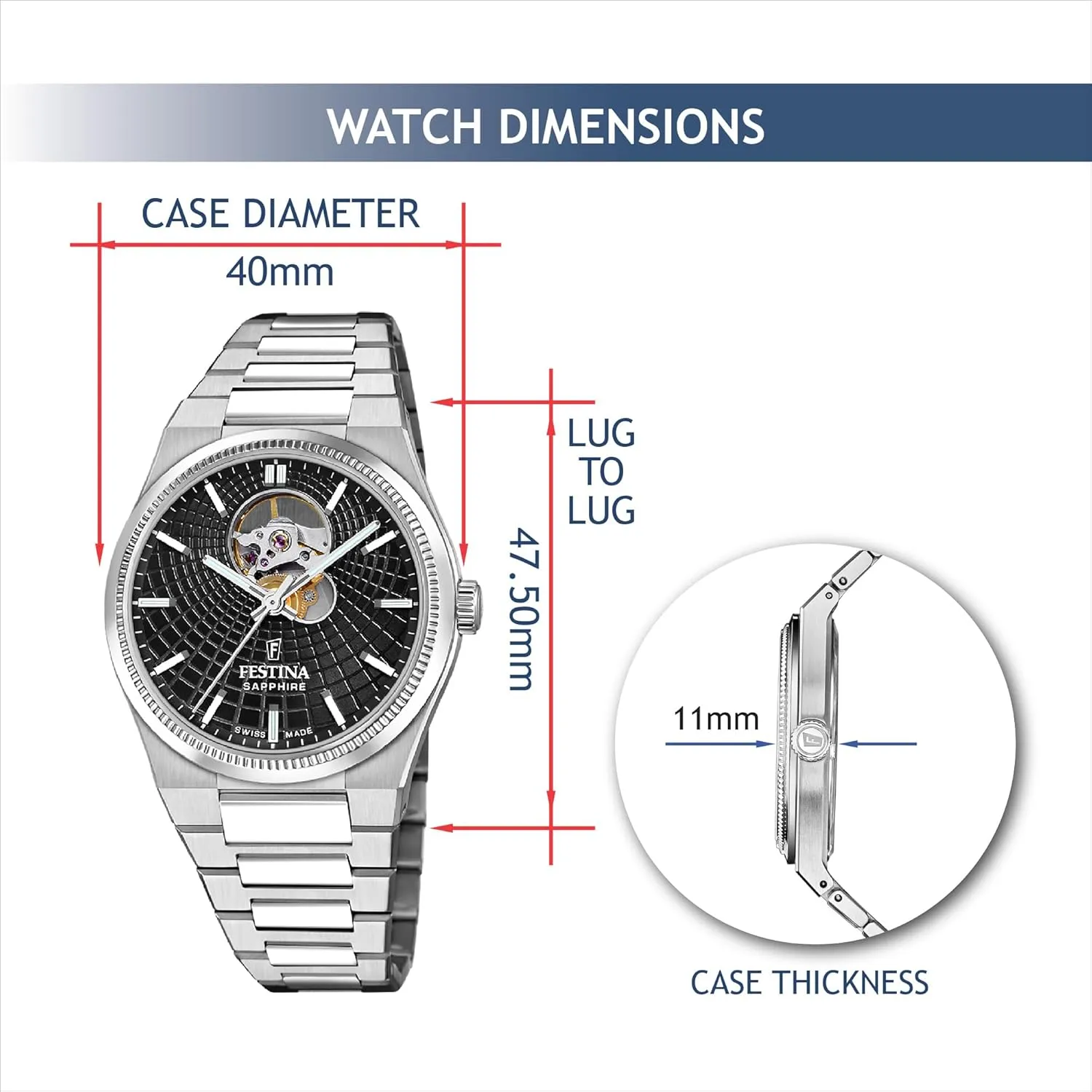 Festina Swiss, Rivé Open Heart 40mm & 35mm, Luxury Men's Watch