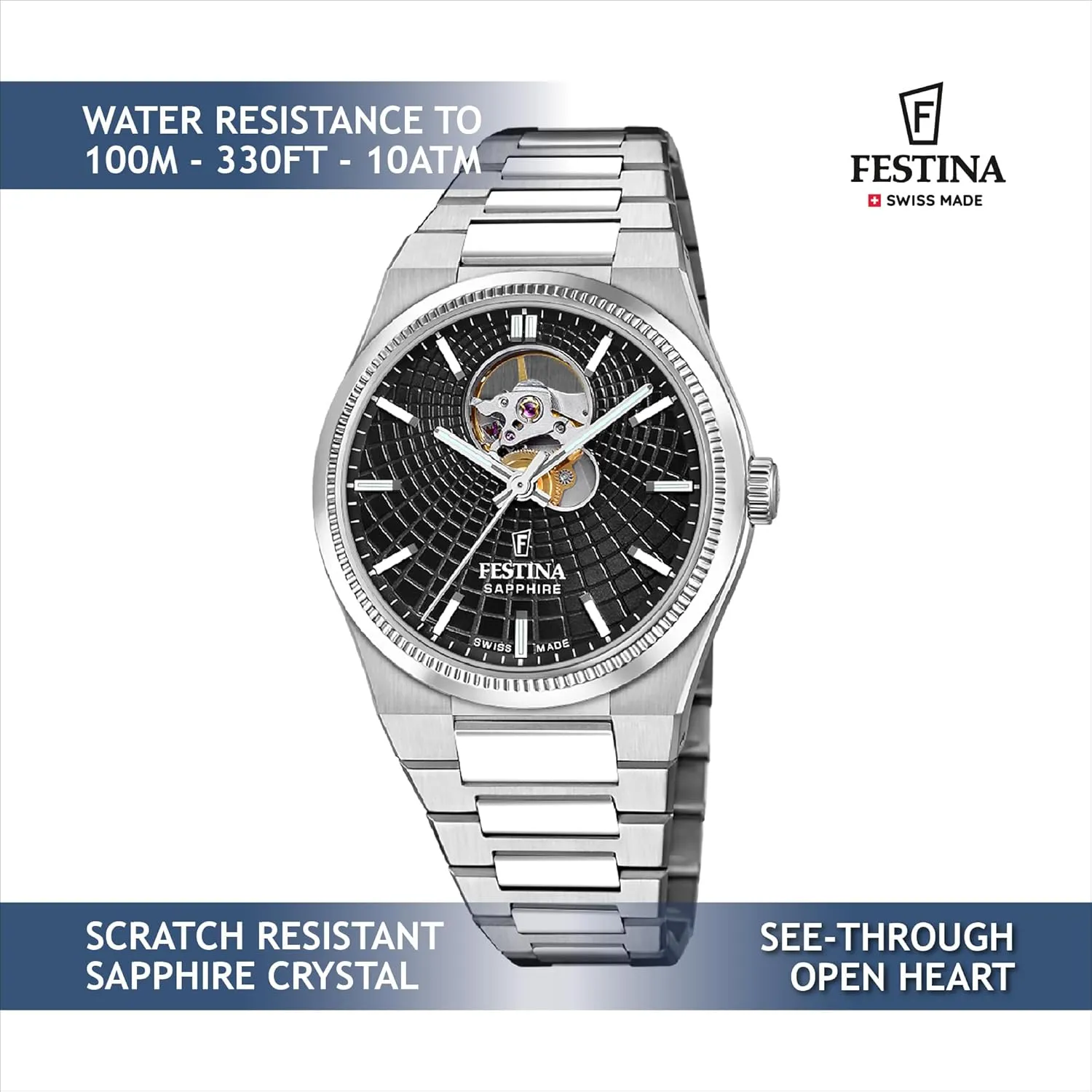 Festina Swiss, Rivé Open Heart 40mm & 35mm, Luxury Men's Watch