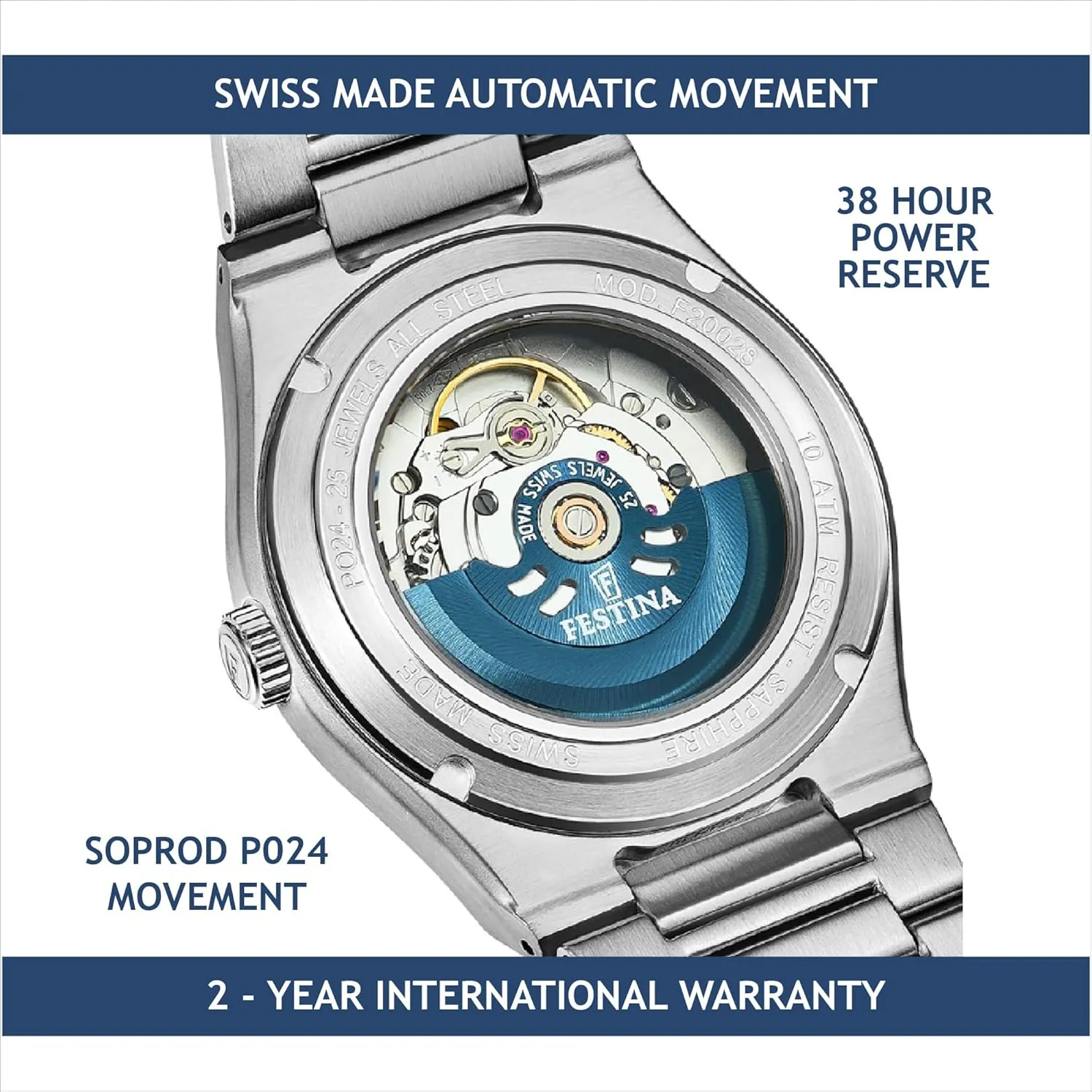 Festina Swiss, Rivé Open Heart 40mm & 35mm, Luxury Men's Watch