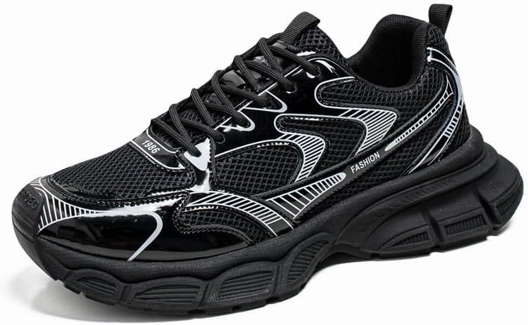 Floette Men's Silver Fashion Sneakers Dad Shoes Walking Casual Athletic Chunky Platform Sneakers