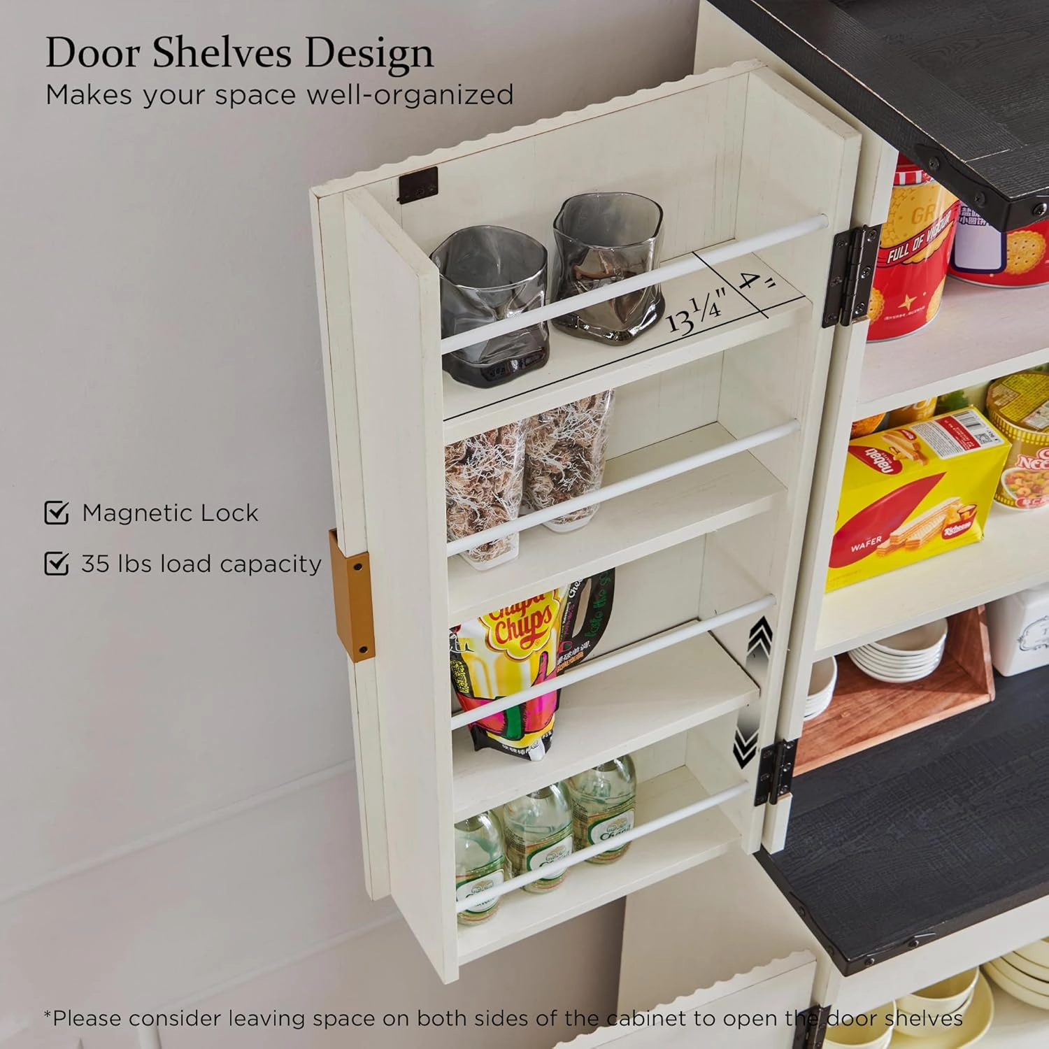 Fluted Pantry Cabinet, 72" Tall Modern Storage Cabinet with 4 Doors, Organizer, Drawer and Adjustable Shelves, Wood Cupboard for Kitchen, Dining Room, Living Room and Bathroom, Off White
