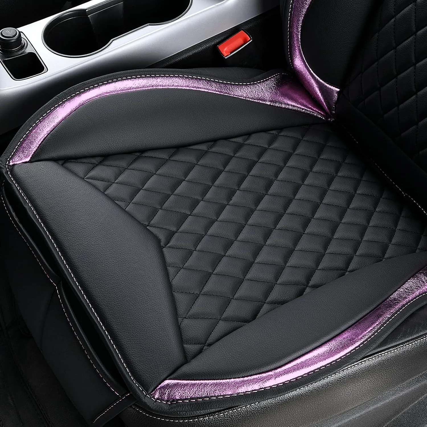 Flying Banner car seat Covers seat Cushions Luxe Fit Faux Leather Easy Installation Vehicles Non Slip Premium (Black Pink, 2 x Front Seat Cover)