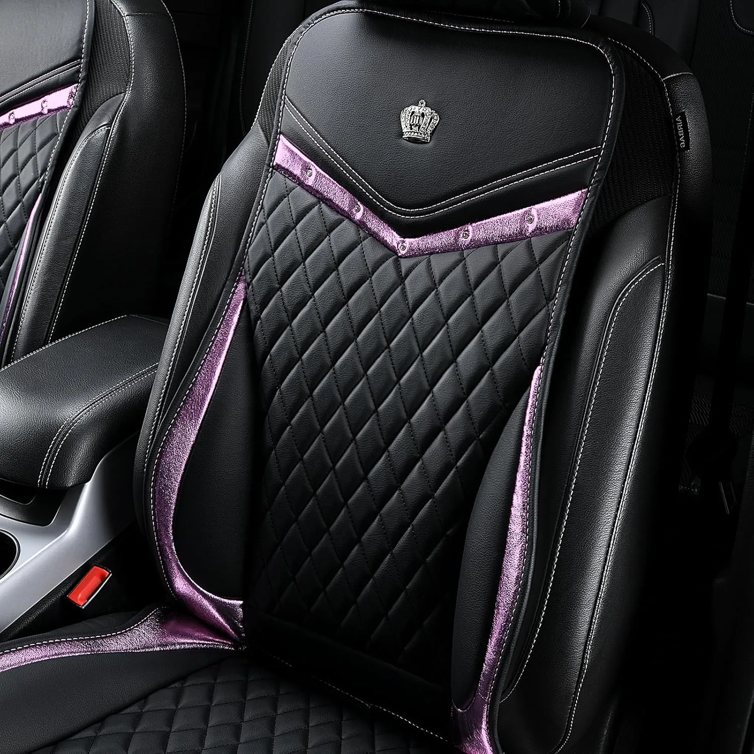 Flying Banner car seat Covers seat Cushions Luxe Fit Faux Leather Easy Installation Vehicles Non Slip Premium (Black Pink, 2 x Front Seat Cover)