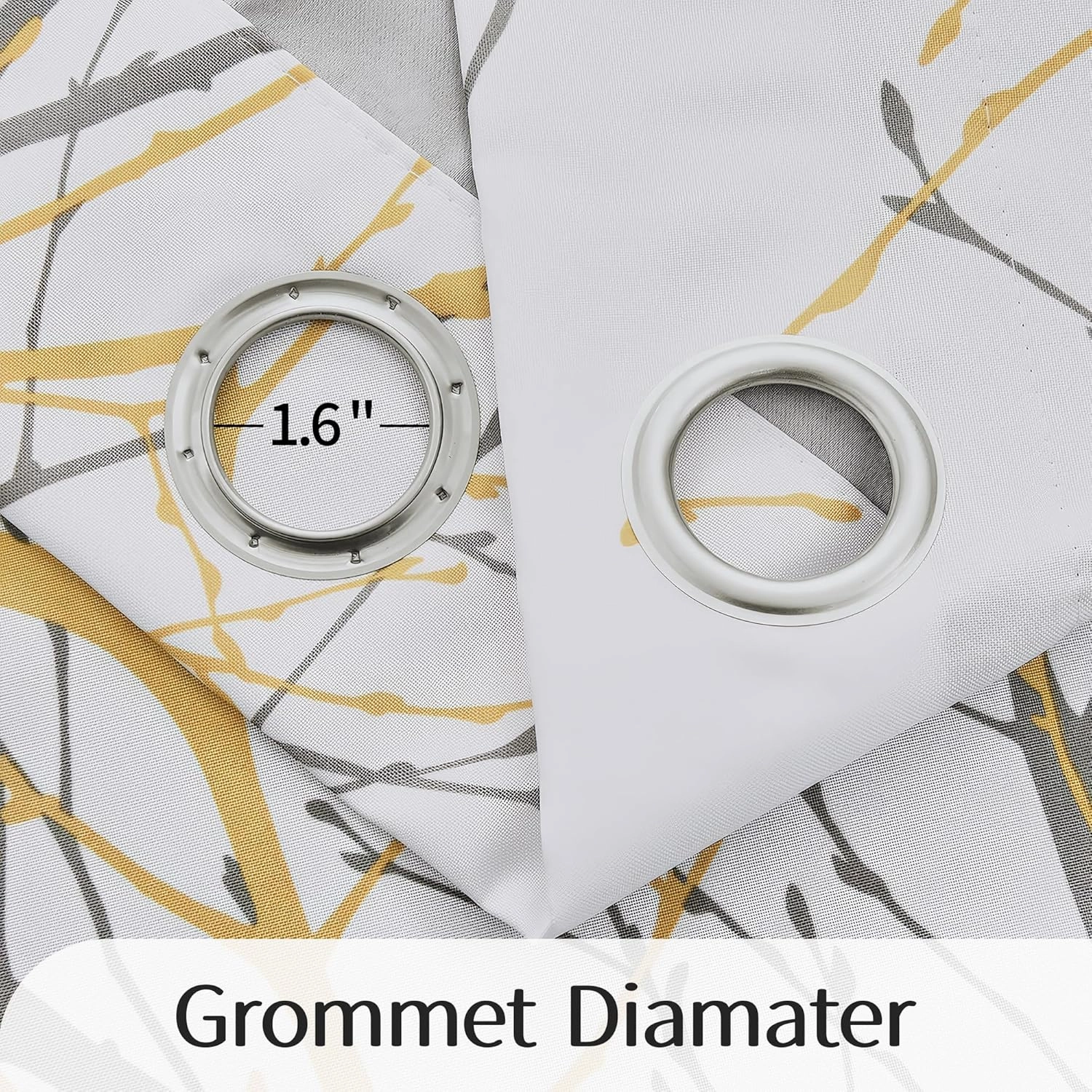 FMFUNCTEX 100% Blackout Curtains Yellow White Tree Liner Curtains for Bedroom, Branch Partterned Curtains 84 inch Length for Living Room, Room Darkening Thermal Insulated Drapes, Grommet Top 2 Panels