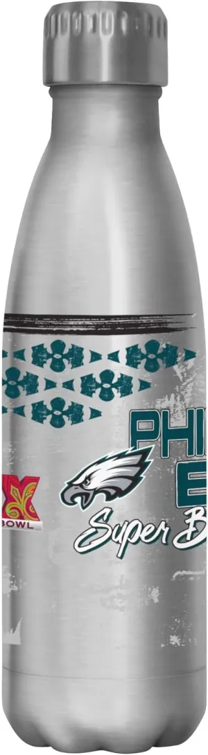 FOCO Philadelphia Eagles NFL Super Bowl LIX Champions 17 oz Stainless Steel Bottle - Stencil Silver Diamond