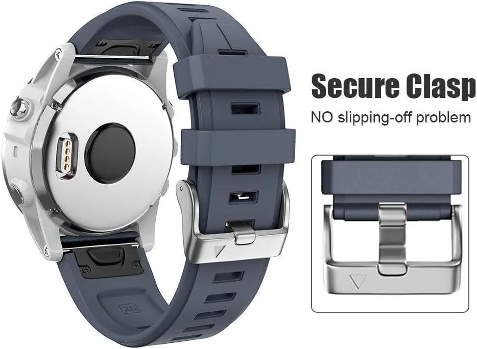 For Fenix 7S Plus Band Silicone Sport Watch Bands For Fenix 5S/Fenix 7S/Fenix 6S/Fenix 6S Pro/D2 Delta S Smart Watch Band Silver Buckle