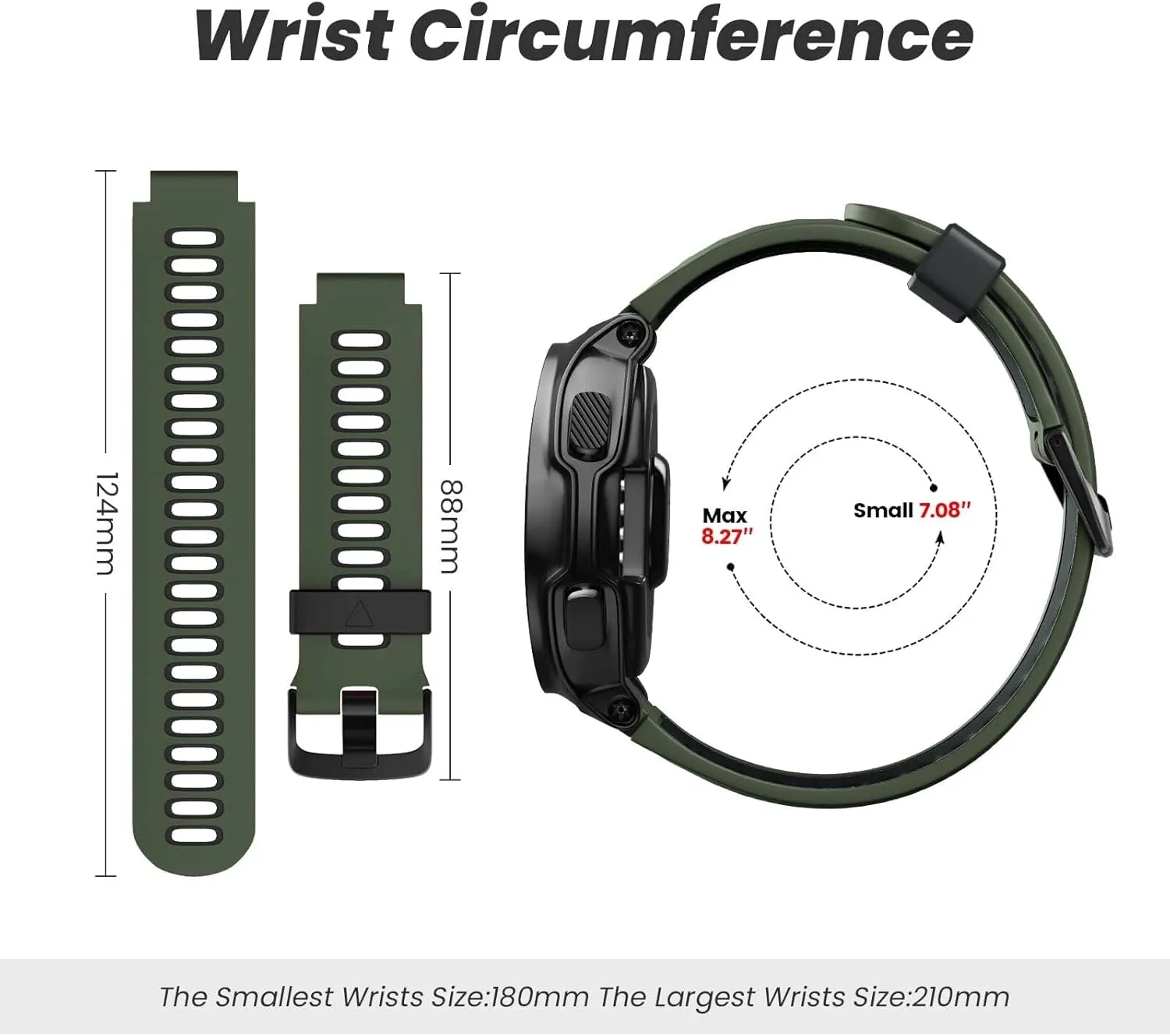 For Forerunner 235 Watch Bands Black Buckle Sport Silicone Watch Strap Replacement for Forerunner 230/220/235/620/630/735XT and Approach S20/S5/S6 Smart watch band