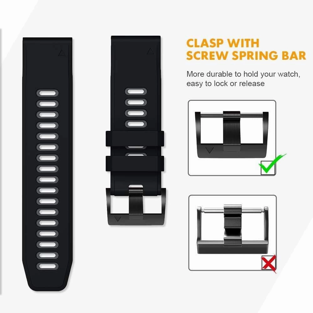 For Fenix 8X Watchbands Silicone Sport Watch Strap for Fenix 5X/5X Plus/Fenix 6X/Fenix 6X Pro/Fenix 3/Fenix 3 HR/Descent MK1/D2 Delta PX/D2 Charlie 26mm Smart watch bands