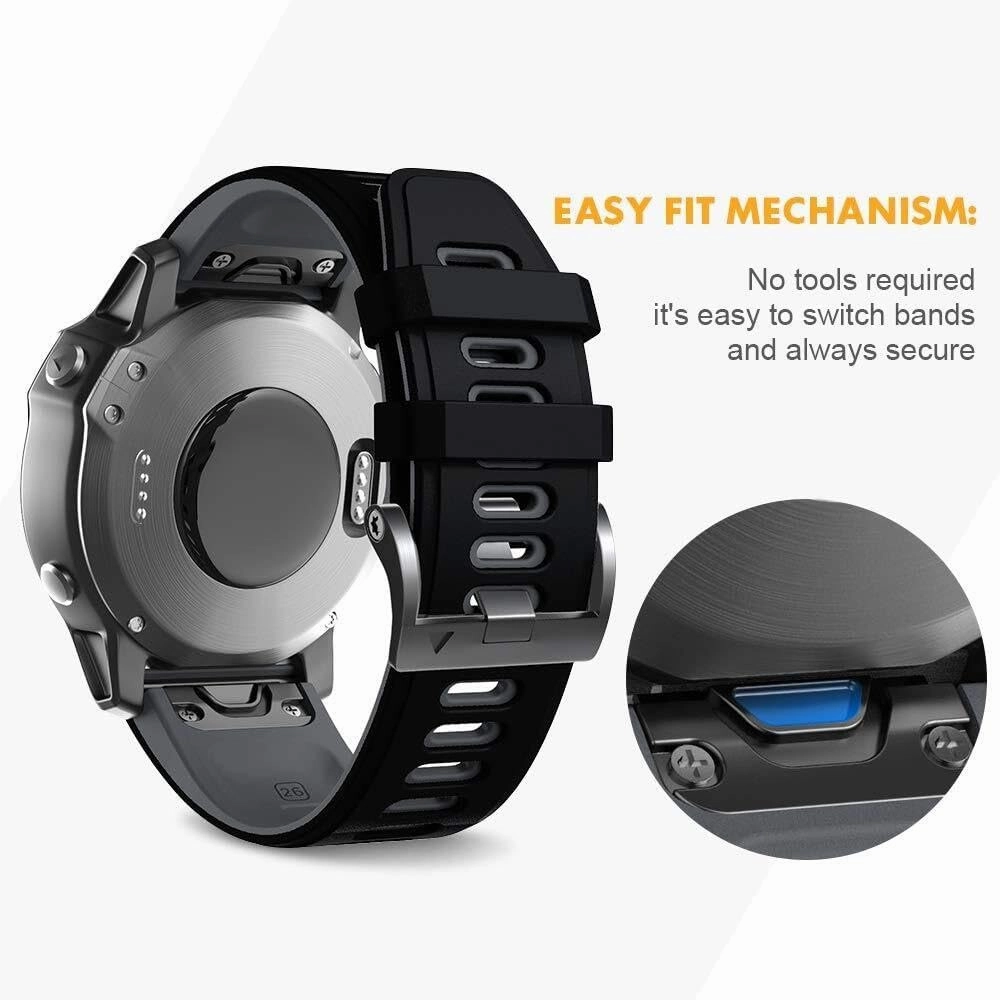 For Fenix 8X Watchbands Silicone Sport Watch Strap for Fenix 5X/5X Plus/Fenix 6X/Fenix 6X Pro/Fenix 3/Fenix 3 HR/Descent MK1/D2 Delta PX/D2 Charlie 26mm Smart watch bands