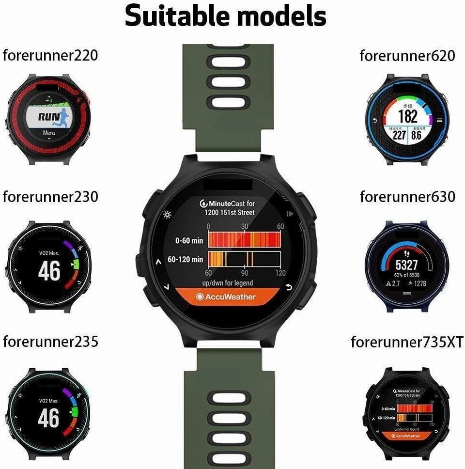 For Forerunner 620 Watch Bands Black Buckle Sport Silicone Watch Strap Replacement for Forerunner 230/220/235/620/630/735XT and Approach S20/S5/S6 Smart watch band