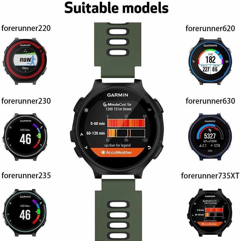 For Forerunner 630 Watch Bands Black Buckle Sport Silicone Watch Strap Replacement for Forerunner 230/220/235/620/630/735XT and Approach S20/S5/S6 Smart watch band
