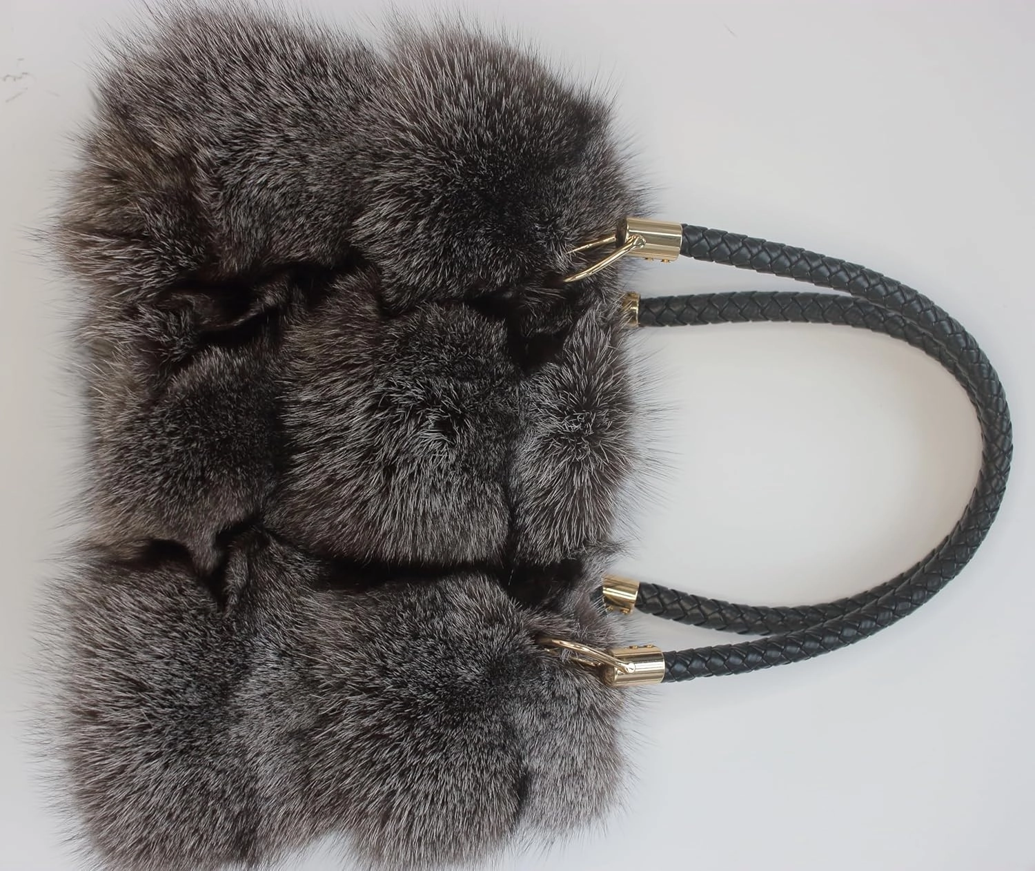 Fosrion Luxury Real Fox Fur Handbag For Women Ladies Furry Shoulder Bag