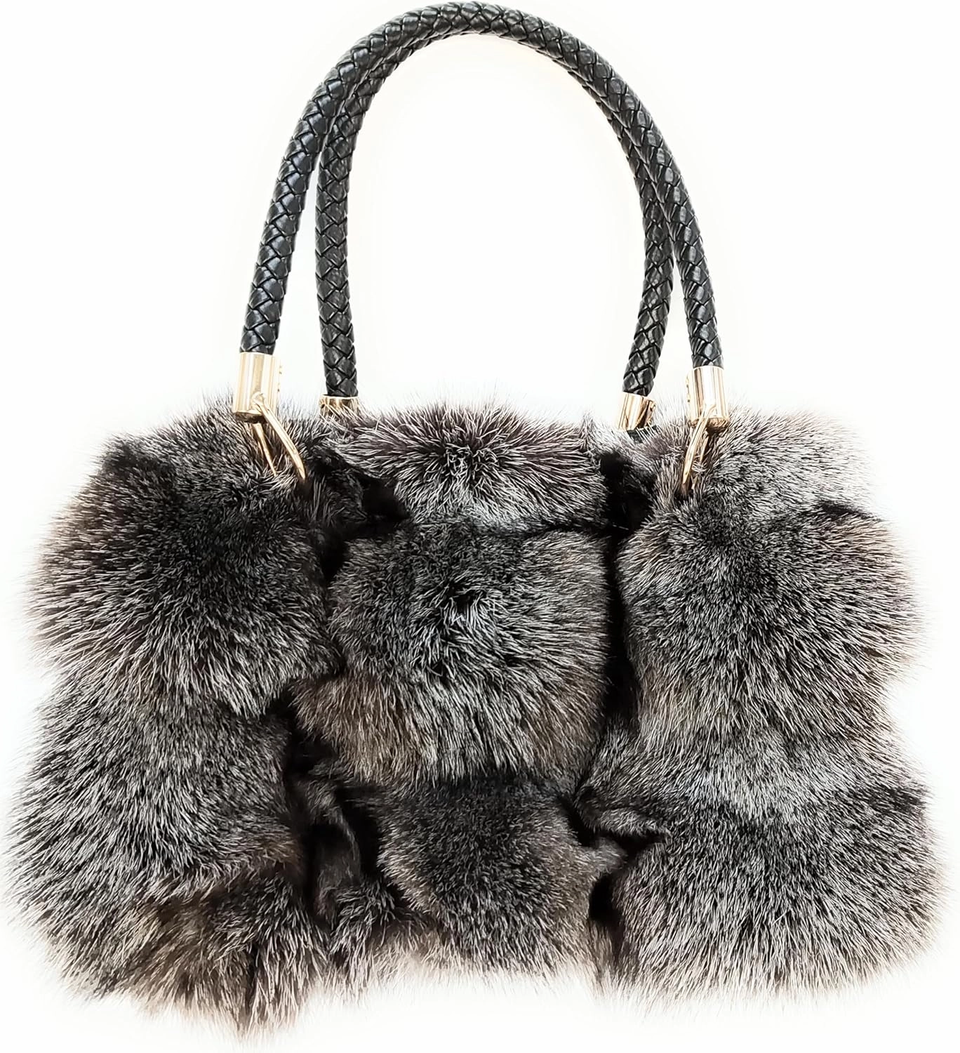 Fosrion Luxury Real Fox Fur Handbag For Women Ladies Furry Shoulder Bag