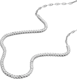 Fossil Women's Heritage D-Link Glitz Stainless Steel Chain Tennis Necklace