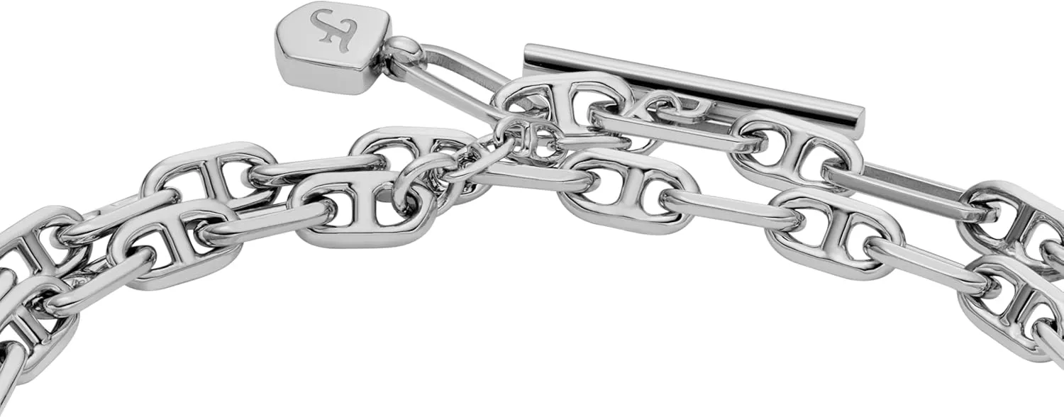 Fossil Women's Sterling Silver or Silver-Tone Stainless Steel Chain Bracelet for Women