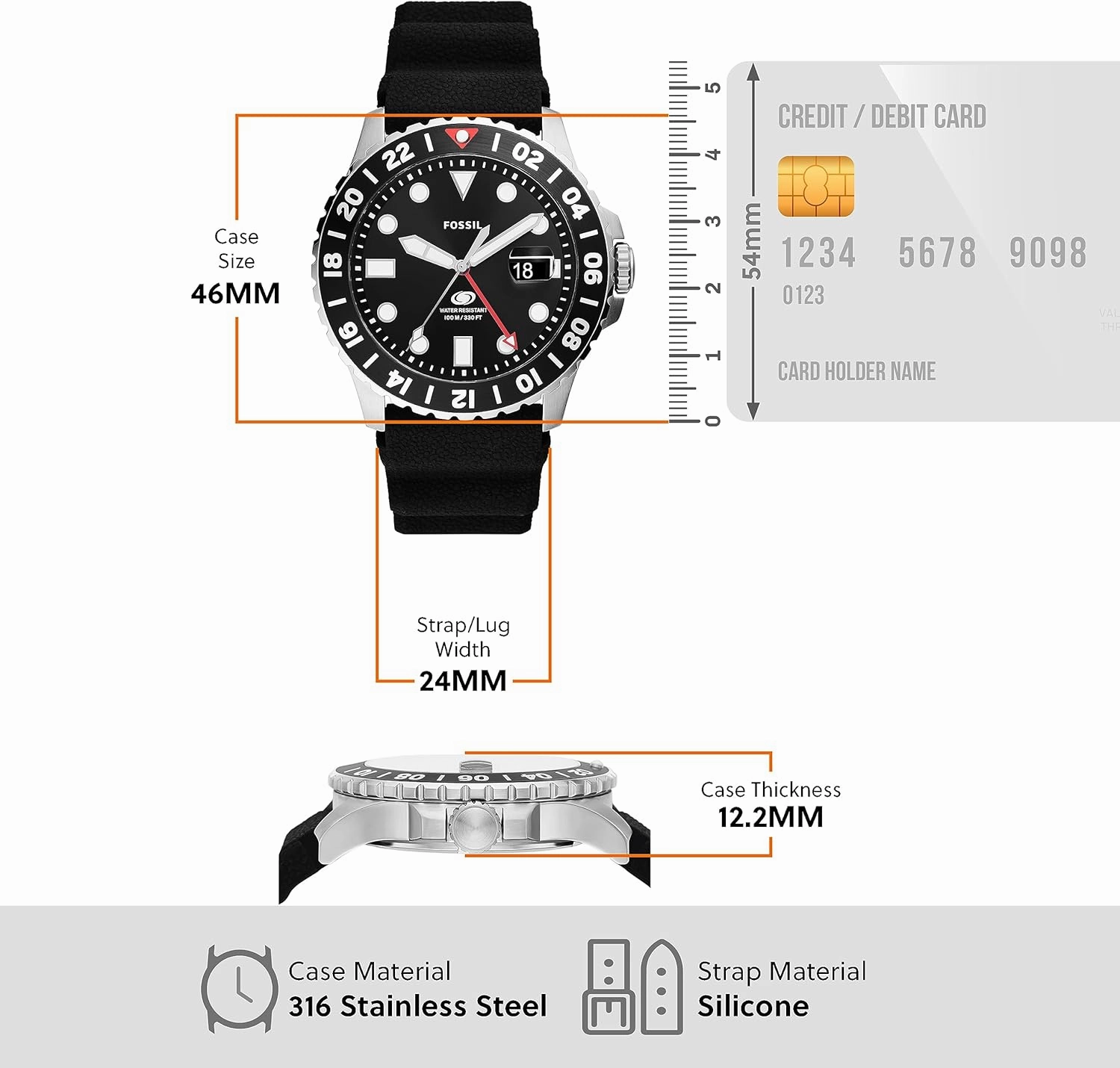 Fossil Men's Blue Quartz Stainless Steel Three-Hand Watch