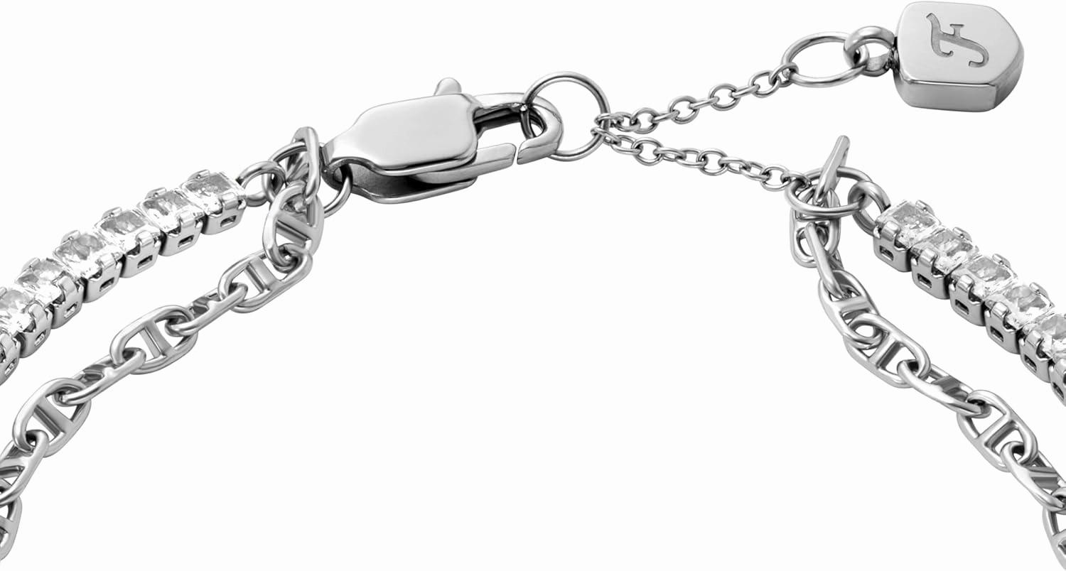 Fossil Women's Sterling Silver or Silver-Tone Stainless Steel Chain Bracelet for Women