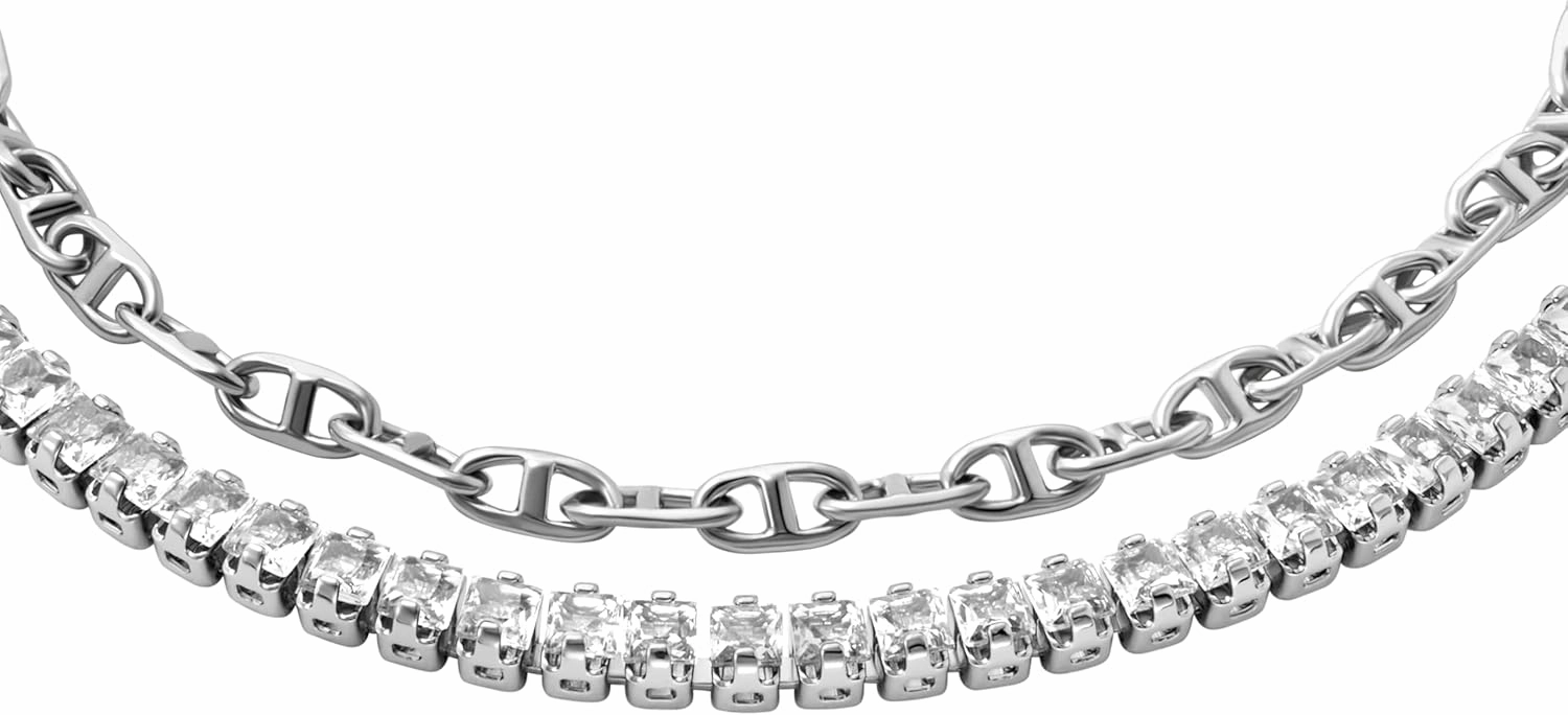 Fossil Women's Sterling Silver or Silver-Tone Stainless Steel Chain Bracelet for Women