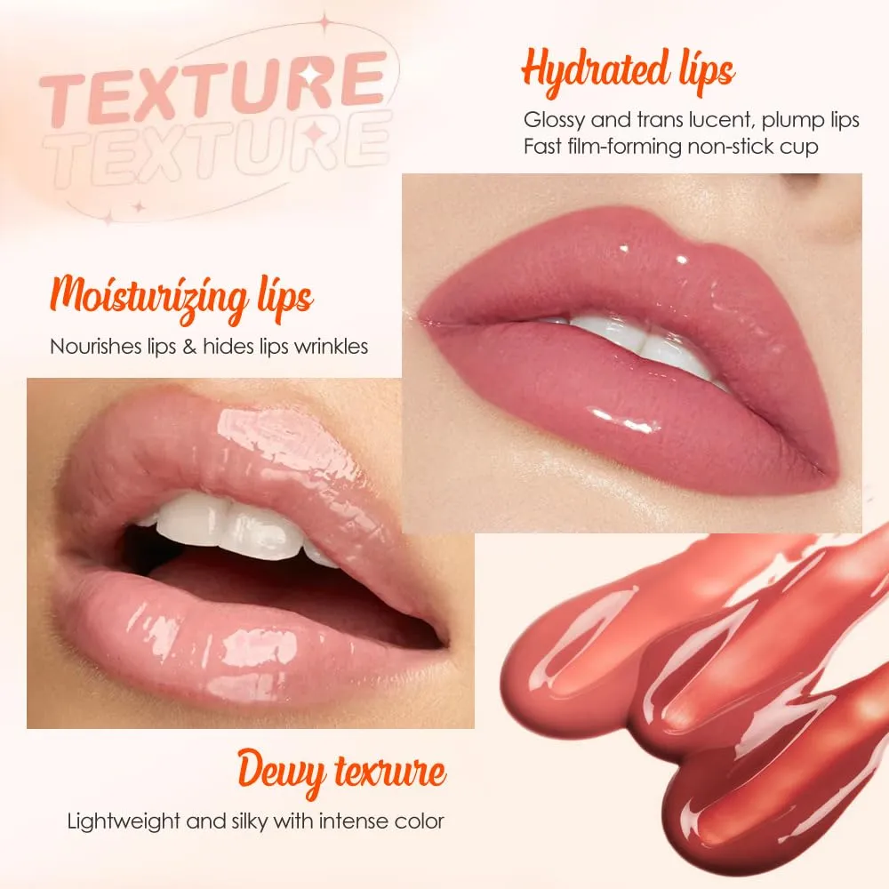 Fruit Lip Oil - Moisturizing Lip Gloss with Various Flavors, Glossy, Dewy, and Hydrating - Temperature Changing & Fruity Scented Lip Care - 10pcs Set (Pink, M)