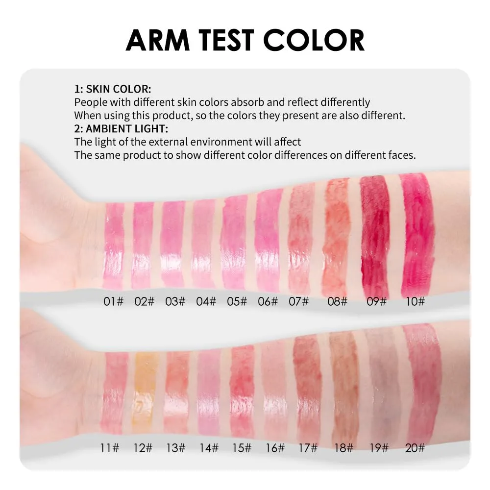 Fruit Lip Oil - Moisturizing Lip Gloss with Various Flavors, Glossy, Dewy, and Hydrating - Temperature Changing & Fruity Scented Lip Care - 10pcs Set (Pink, M)