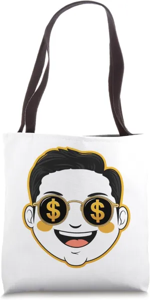Funny Money Face Emoticon – Humorous Fun Finance Dollar Sign Tote Bag