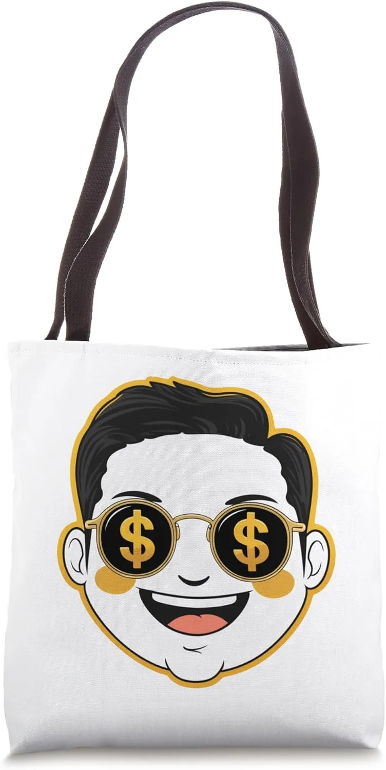 Funny Money Face Emoticon – Humorous Fun Finance Dollar Sign Tote Bag