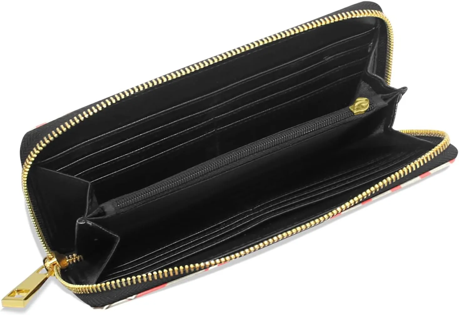 Gas Station Retro Poster Route 66 Car in Red Pattern Style Leather Long Wallet Organizer with Zipper Purse Clutch Bag for Women Men Key Card Coin Passport Checkbook