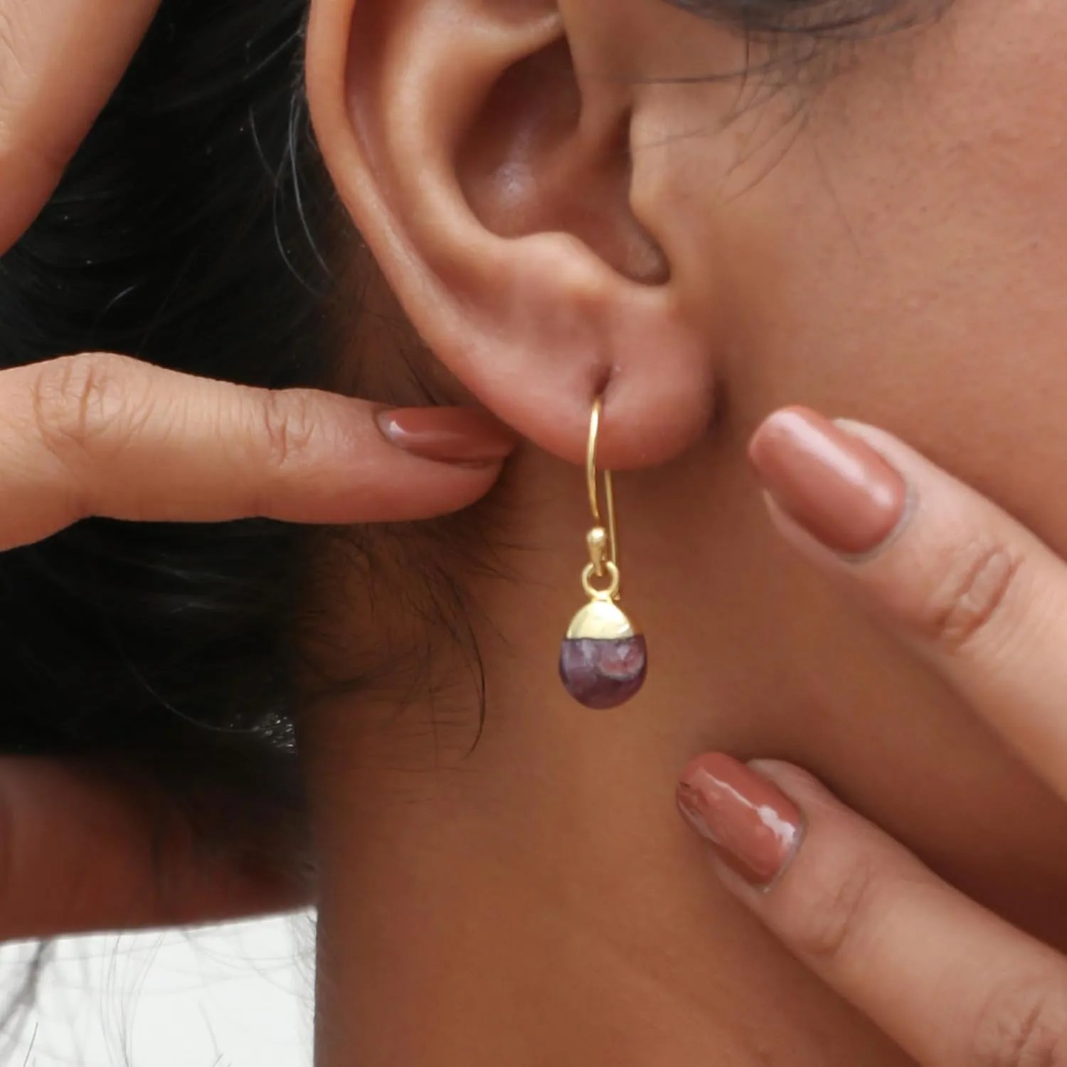 Gempires Natural Blue Lapis Lazuli Gemstone Earrings September Birthstone Crystal Jewelry Hypoallergenic Gold Plated Classic Unique Design Dangling Women Earrings