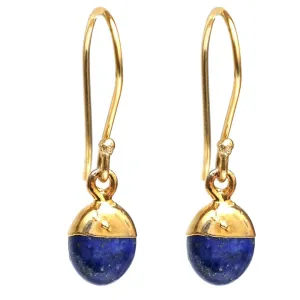 Gempires Natural Blue Lapis Lazuli Gemstone Earrings September Birthstone Crystal Jewelry Hypoallergenic Gold Plated Classic Unique Design Dangling Women Earrings