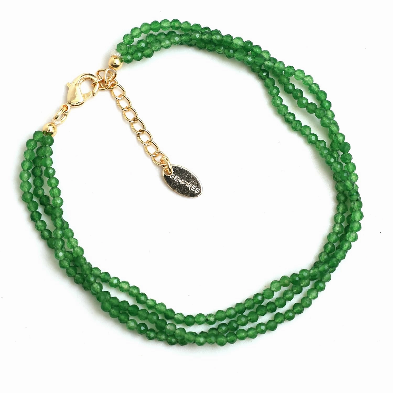 Gempires Green Jade Beaded Bracelet Multi Strand Crystal Gemstone Jewelry Hypoallergenic 8 Inch Gold Plated Everyday Wear Bracelet For Her