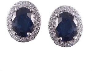 Genuine Blue Sapphire Stud Earrings 925 Sterling Silver Engagement Jewelry September Birthstone Statement Bohemian Stud Earrings For Women