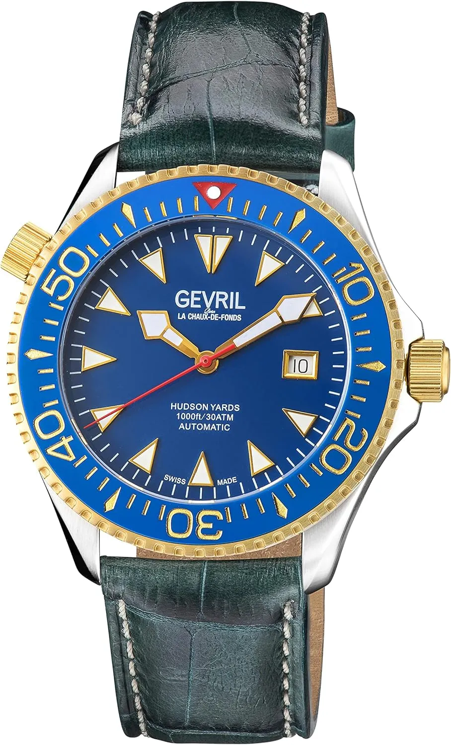 Gevril Hudson Yard Men's Swiss Automatic Watch, Genuine Italian Leather Strap