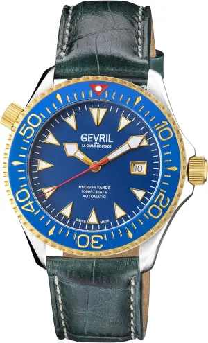 Gevril Hudson Yard Men's Swiss Automatic Watch, Genuine Italian Leather Strap