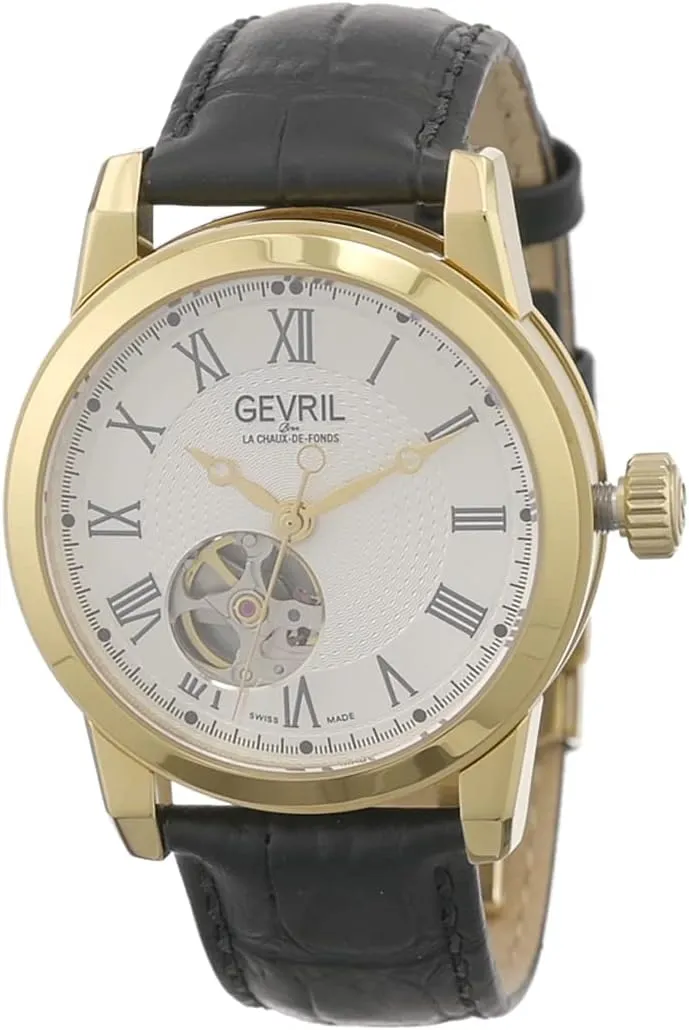 Gevril Men's Madison Swiss Automatic Watch, Genuine Italian Leather Strap