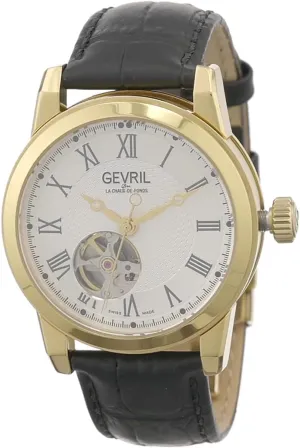 Gevril Men's Madison Swiss Automatic Watch, Genuine Italian Leather Strap