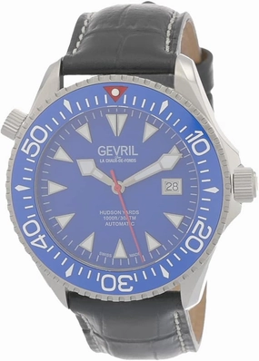 Gevril Hudson Yard Men's Swiss Automatic Watch, Genuine Italian Leather Strap