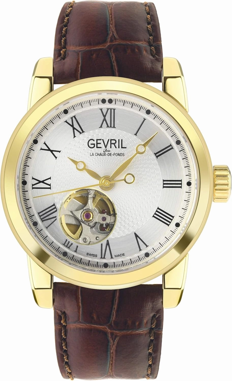 Gevril Men's Madison Swiss Automatic Open Heart Watch
