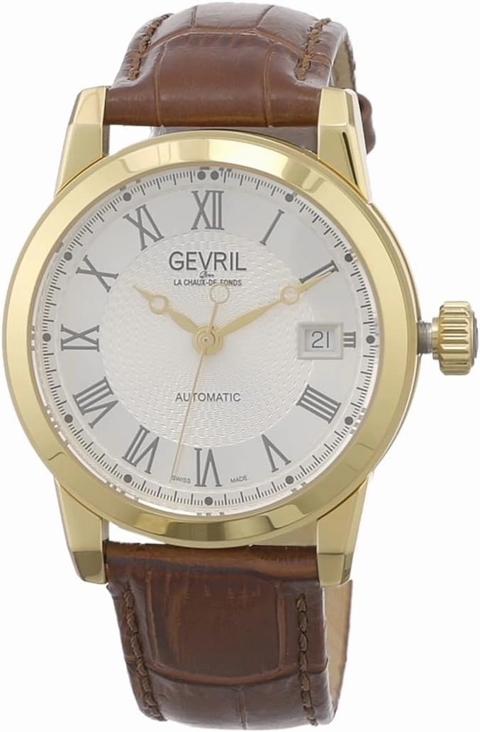 Gevril Men's Madison Swiss Automatic Watch, Genuine Italian Leather Strap