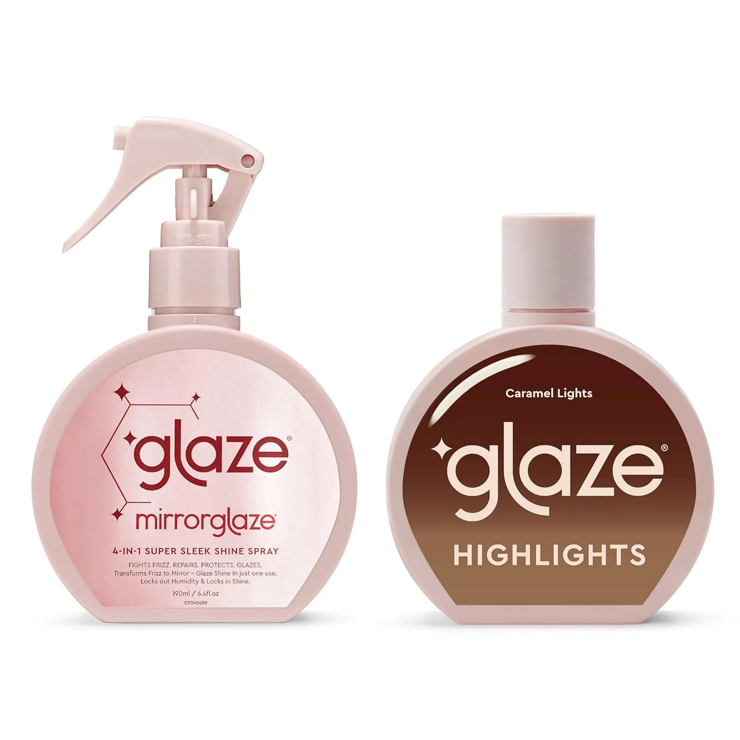 glaze Hair Shine Bundle – Super Gloss Caramel Lights Color Conditioning Gloss & Mirror 4-in-1 Super Sleek Shine Spray – For Brown Hair with Highlights