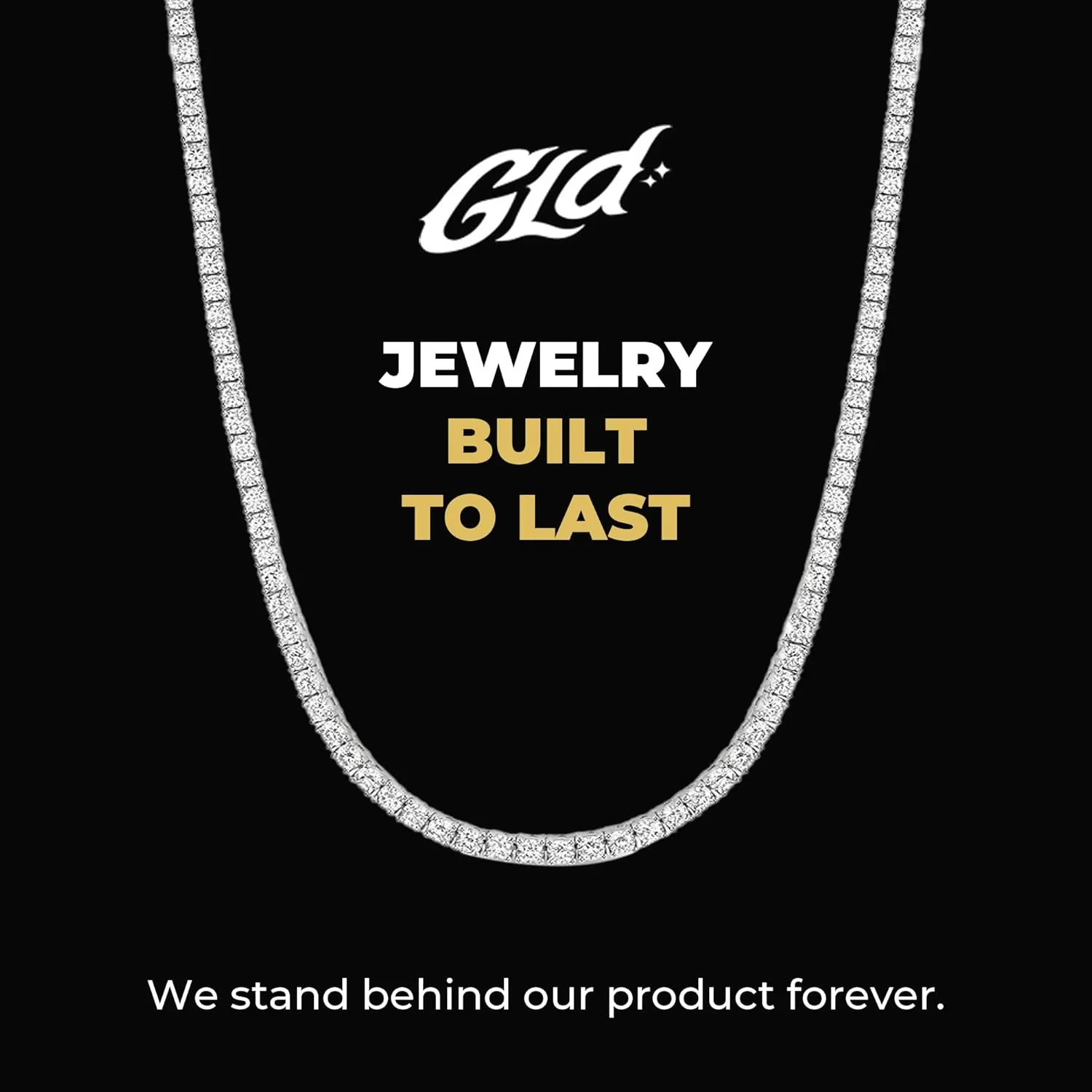 GLD Micro Tennis Chain for Men and Women - Gold-Plated Tennis Chain with Premium Storage Travel Pouch - Snatch-Proof Clasp, Sweat-Proof, Fade-Resistant - Lifetime Quality, Designed in Miami