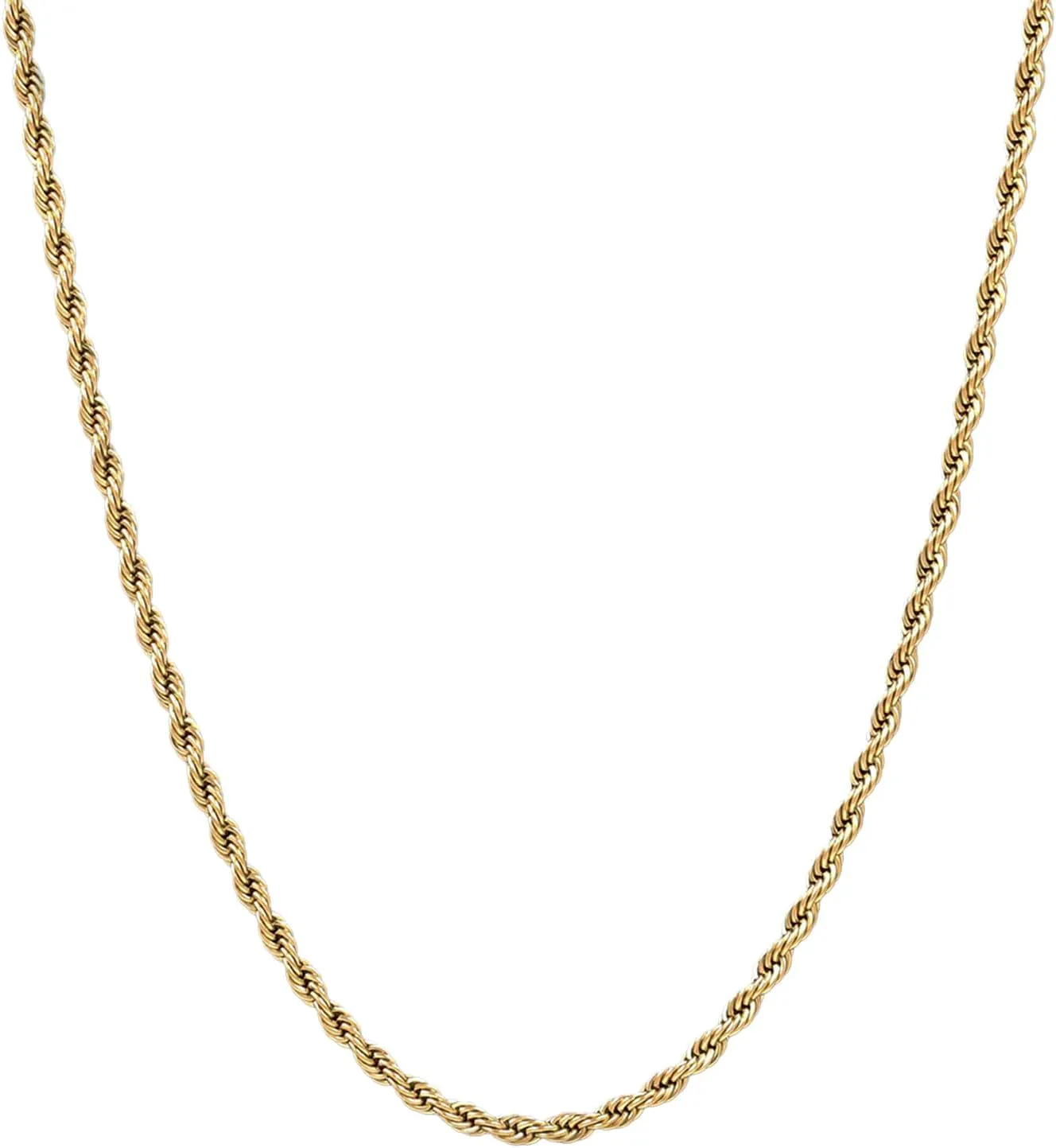 GLD Rope Link Chain - Gold-Plated Rope Cuban Chain with Exclusive Storage Travel Pouch - Snatch-Proof Clasp, Sweat-Proof and Fade-Resistant - Lifetime Quality, Designed in Miami