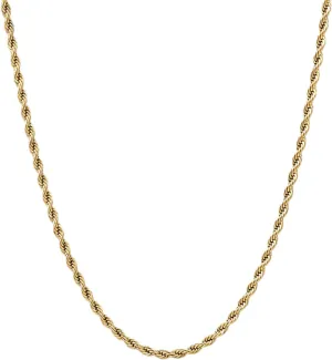 GLD Rope Link Chain - Gold-Plated Rope Cuban Chain with Exclusive Storage Travel Pouch - Snatch-Proof Clasp, Sweat-Proof and Fade-Resistant - Lifetime Quality, Designed in Miami