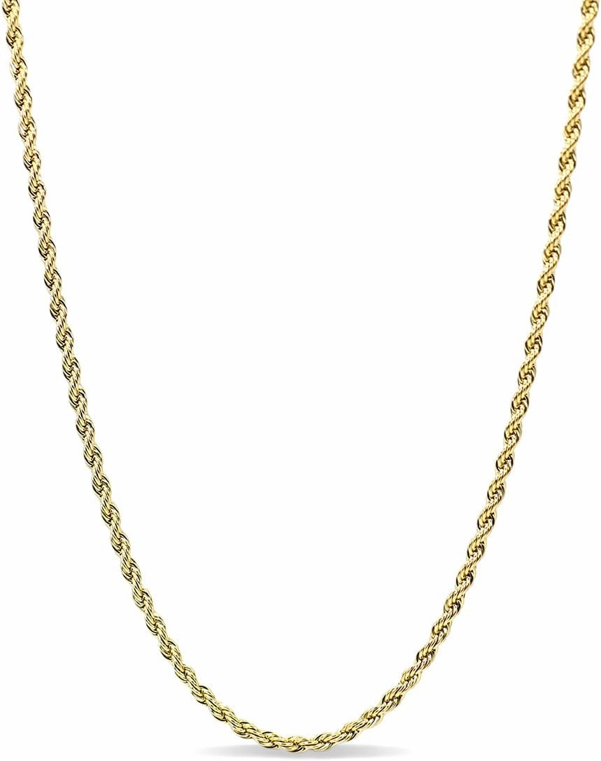 GLD Rope Link Chain - Gold-Plated Rope Cuban Chain with Exclusive Storage Travel Pouch - Snatch-Proof Clasp, Sweat-Proof and Fade-Resistant - Lifetime Quality, Designed in Miami